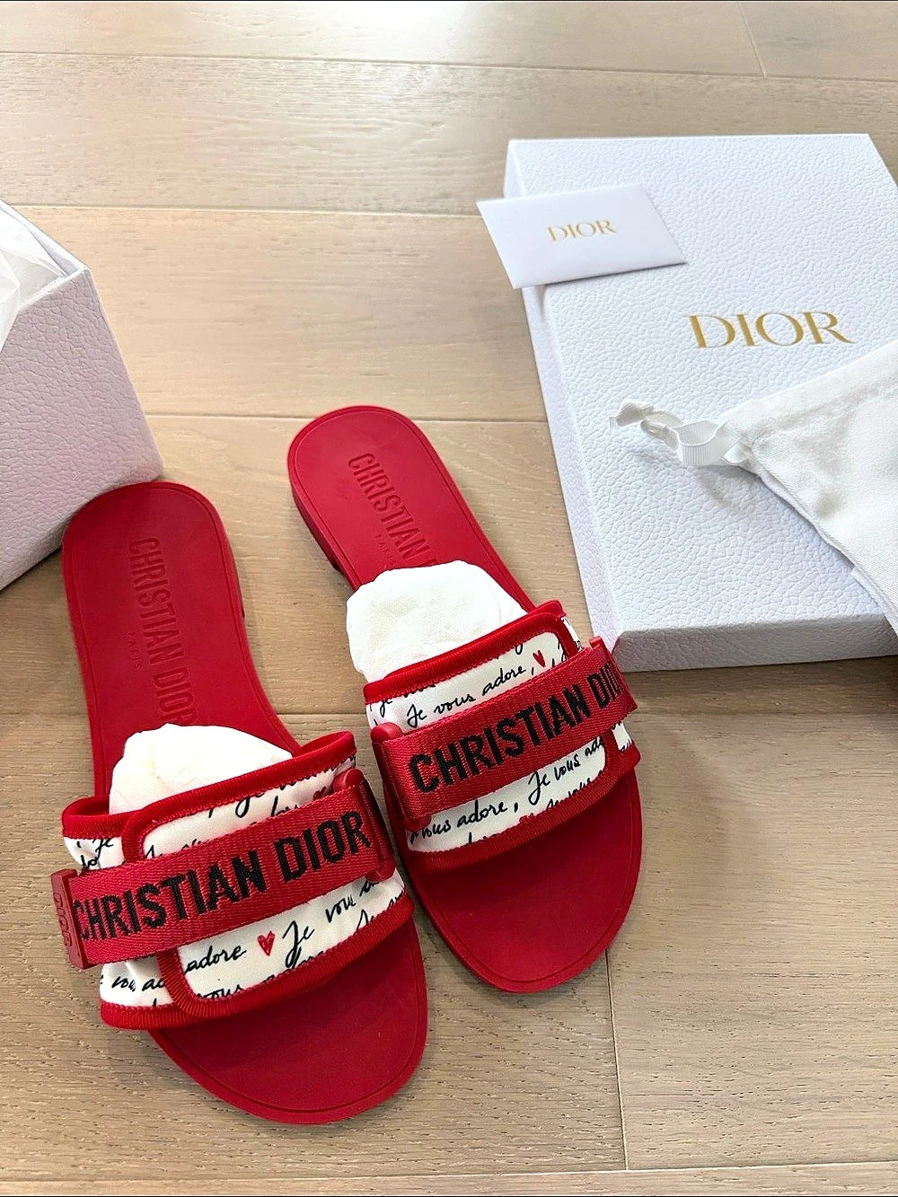 Christian Dior Diorquake Slide Sandals Red & White US 8 NWT